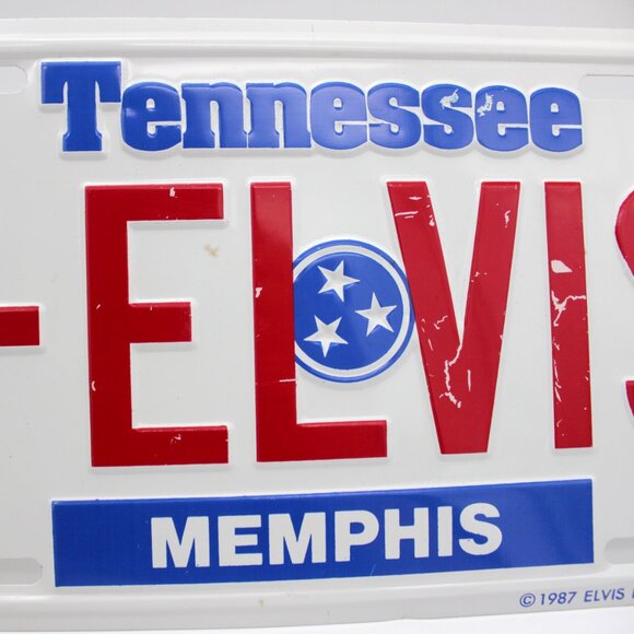 Vintage 80s Elvis Memphis Tennessee Aluminum License Plate, Wall Sign - Picture 5 of 8